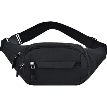 Ledvinka Pánská hrudní taška z plátna s voděodolným zipem Barva (Varianta): Černá