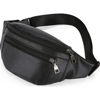 Ledvinka Kožená ledvinka na zip přes rameno na cestování a sport Barva (Varianta): Černá