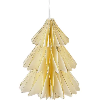 Vánoční dekorace Papírová vánoční ozdoba na stromeček - stromek, barva 1 (10 cm) krémová světlá zlatá