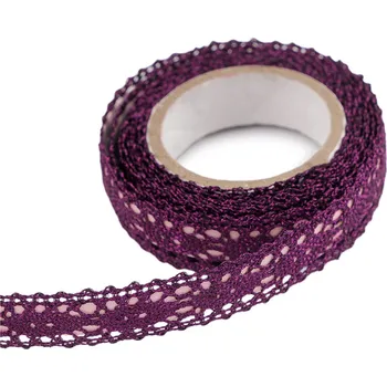 Krajka Samolepicí krajka šíře 15 mm metalická