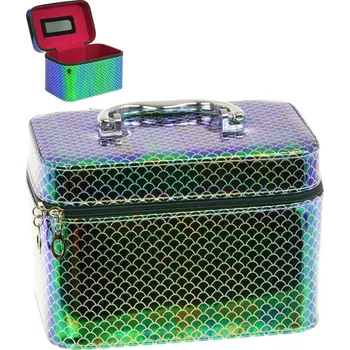 Deštník Kufřík dětský kosmetický vel. M se zrcátkem na zip zelenomodrý třpytivý