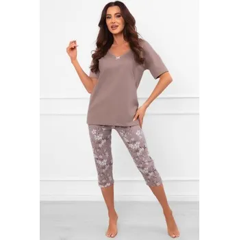 Dámské pyžamo Dámské bavlněné pyžamo Italian Fashion Kimuri - krátký rukáv Cappucino M