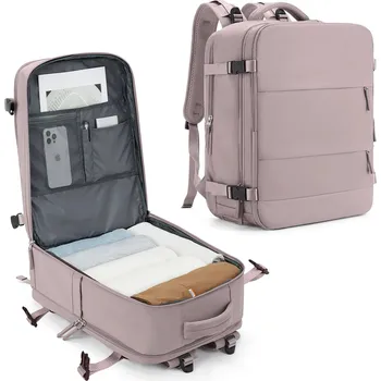 Městský batoh TOP FASHION Palubní batoh do letadla s přihrádkou na notebook Růžová