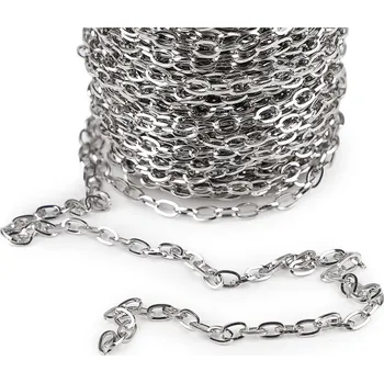 Galanterie Řetízek z nerezové oceli 4 a 6 mm metráž, barva 1 (4 mm) platina