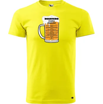 Pánské tričko Pánské tričko s potiskem Pivní desatero Velikost: XL, Barva trička: Citrónová