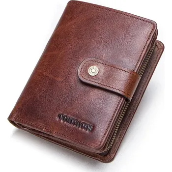 Peněženka Kožená RFID peněženka pro muže s kapsou na mince a klipy Barva (Varianta): Hnědá