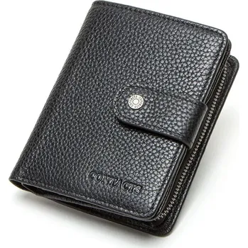 Peněženka Kožená RFID peněženka pro muže s kapsou na mince a klipy Barva (Varianta): Černá