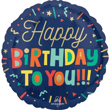 Balónek Amscan / Reithmüller Balonek fóliový Happy Birthday To You modrý, 46 cm