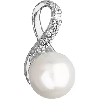 Oblečení a móda Zlatý 14 karátový přívěsek bílé zlato s říční perlou a zirkony 84PZ00008 nekonečno
