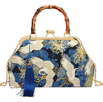 Kabelka Psaníčko s řetízkem a ratanovým uchem pro slavnostní příležitosti Velikost: 27cm 7cm 17cm, Barva (Varianta): Modrá