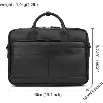 Pánská kožená aktovka na notebook – vintage business styl Barva (Varianta): Black-40cm