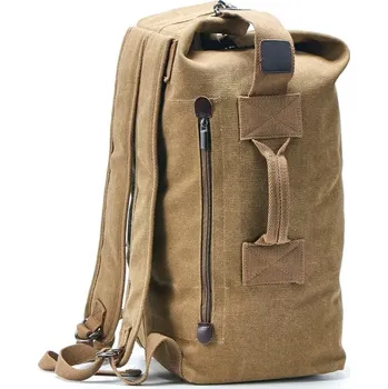 Městský batoh Cestovní ruksak s kbelíkovým tvarem a plátěným popruhem Velikost: 30x55x20cm, Barva (Varianta): New style Khaki