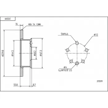 Brzdový kotouč Brzdový kotouč přední Bus T4 260/16/13 701615301 HART