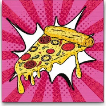 Diamantové malování Diamantové malování - Pop art - Pizza Velikost: 50x50cm, Rámování: Pouze srolované plátno, Diamanty: Čtvercové