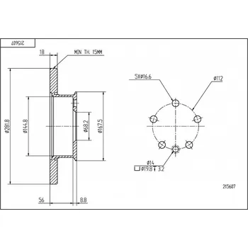 Brzdový kotouč Brzdový kotouč přední T4 1.9D, 2.0D 92- 282/18/15 701615301B HART