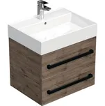 Swiss aqua technologies Koupelnová skříňka s černou úchytkou a umyvadlem SAT Cube Way 60x53x46 cm dub Wellington mat CUBE46C602DWSAT