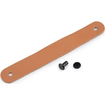 Kožené poutko / úchytka / madlo se šroubovacím nýtem 2x7 cm, barva hnědá přírodní