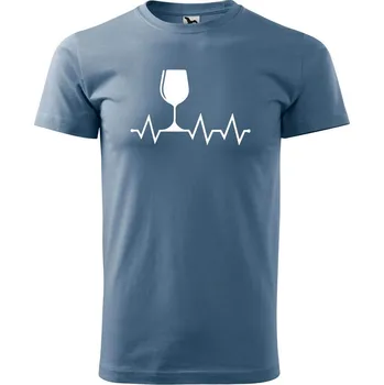 Pánské tričko DOBRÝ TRIKO Pánské tričko s potiskem Tep srdce víno Velikost: 4XL, Barva: Denim