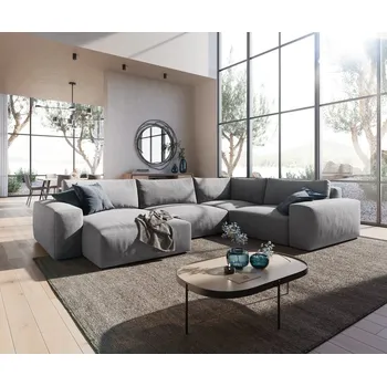 Pohovka Pohovka ve tvaru "U" Lanzo XL 370x260 cm šedá mikrovlákno variabilní