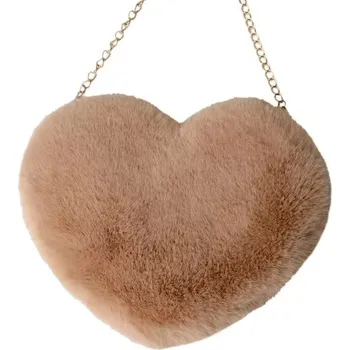 Dámská plyšová kabelka ve tvaru srdce s řetízkem Barva (Varianta): Khaki