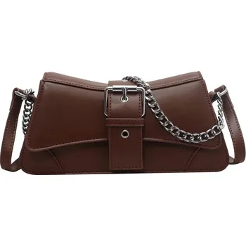 Kabelka Malá crossbody kabelka z PU kůže s řetízkem a peněženkou Velikost: 25CMX10CMX8.5CM, Barva (Varianta): Kávová