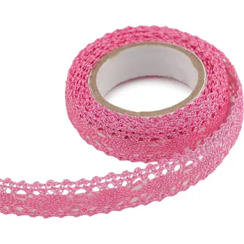 Výtvárné potřeby Samolepicí krajka šíře 15 mm metalická, barva 4 růžová