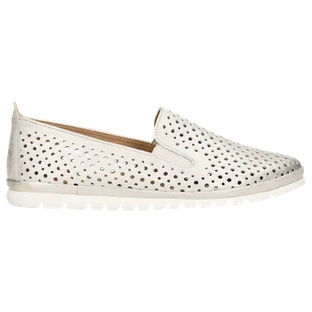 Dámské polobotky Béžové Lesklé Mokasíny Dámské Z Perforované Kůže Wojas 4610258 39