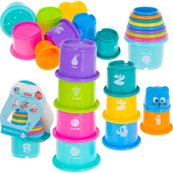 KIK Vzdělávací kelímky, věž/pyramida - čísla a ovoce