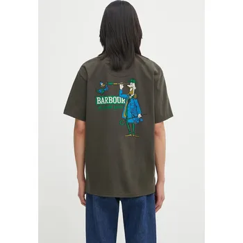 Pánské tričko Bavlněné tričko Barbour "Mr Solway" OS Graphic T-Shirt pánské, zelená barva, s potiskem, MTS1488OL52, M, 91X