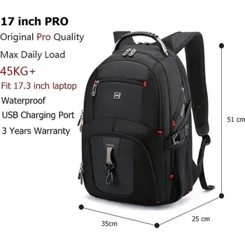 Městský batoh Multifunkční batoh na notebook s USB portem a kapsami Barva (Varianta): 17 inch PRO