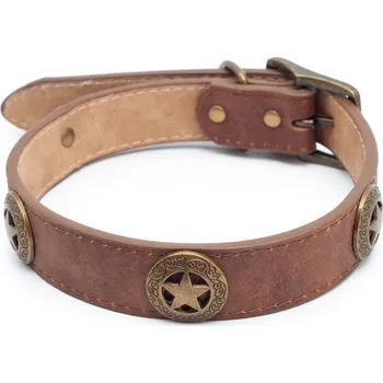 Obojek pro psa Obojek STAR, eko kůže, hnědý, Domestico Velikost S