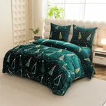 Povlečení mikroplyš CHRISTMAS DRIFT zelené Rozměr povlečení: 2 ks 70 x 90 cm | 200 x 220 cm, 140x200 / 70x90 cm, 200x220 + 2 polštáře 70x90 cm