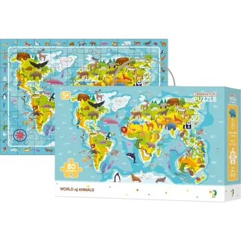 Puzzle DoDo s hledáním obrázků Mapa světa 80 dílků