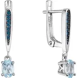 Stříbrné náušnice luxusní s pravými minerálními kameny modré 11487.3 london nano, sky topaz