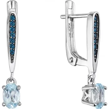 Náušnice Stříbrné náušnice luxusní s pravými minerálními kameny modré 11487.3 london nano, sky topaz