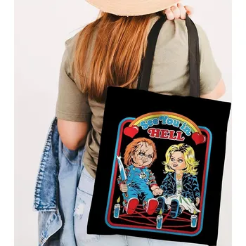 Kabelka Halloween plátěná taška s potiskem na nákupy a festival Barva (Varianta): Y0324-1