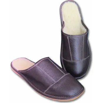 Pánská obuv Ovčí věci Pantofle pánské LUX – kožené s ovčí vlnou Velikost: 40