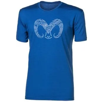 Pánské tričko PROGRESS HRUTUR pánské triko 100% merino vlna krátký rukáv modrý melír XXL