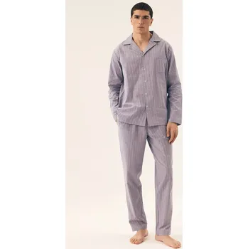 Pánské pyžamo Pyžamo Henderson 43035 Mic délka/r M-2XL pruhované bledě modrá XL