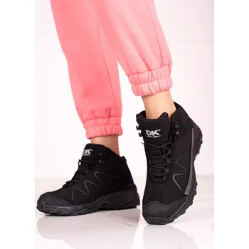 Dámské tenisky Krásné dámské trekingové boty černé bez podpatku 42