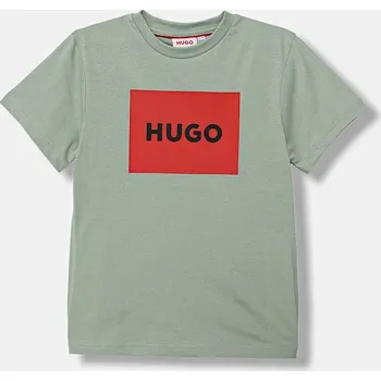 Dětské bavlněné tričko HUGO modrá barva, s potiskem, G00572 G00572.114.150 07X, vel. 150