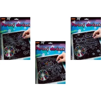 kreativní sada SMT Creatoys Perlový obrázek 200ks barevných perel 20,3x25,4cm asst 3 druhy na kartě