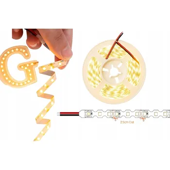 LED páska LED pásek 10m 12V 2835 SMD 8W/m S-Shape 6mm Teplá Bílá Flexibilní