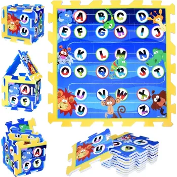 Pěnové puzzle – vzdělávací podložka abeceda džungle 93 × 93 cm