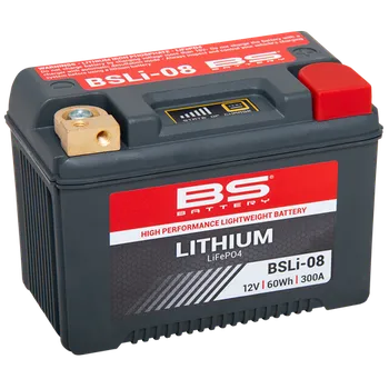 Motobaterie BS akumulátor lithium-iontový s indikátorem nabití LIFEPO4 BSLI-08 (148X86X105) (12,8V,300A,64WH,5AH) (YTX16HL,YTX20HL,YTX20CHL,YTX16L-BS,YTX16L-BS-1,YTX20L-BS,YTX20CHL-BS,YB16L-B,YB16BL-A/A1,HYB16AL-A/AB,YB18L-A) (4) (BS akumulátor lithium-iontový s)