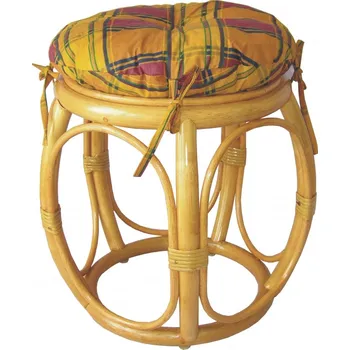 Stolička Axin Trading s.r.o. Ratanová taburetka široká medová polstr okrový