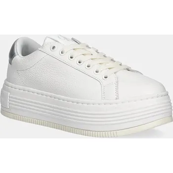 Pánské tenisky Kožené sneakers boty Calvin Klein Jeans BOLD FLATF LOW MIX OHB bílá barva, YW0YW01632 00A, EUR 39
