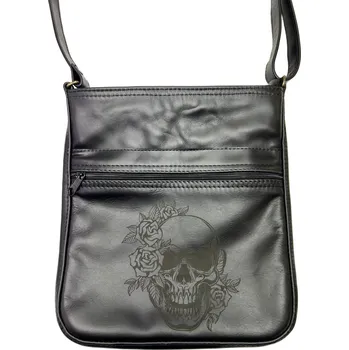 Kabelka kožená taška/kabelka s motivem Motiv: lebka s růžemi 3