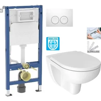 GEBERIT DuofixBasic s bílým tlačítkem DELTA21 + WC JIKA LYRA PLUS RIMLESS + SEDÁTKO DURAPLAST SLOWCLOSE 458.103.00.2 21BI LY2