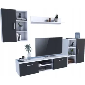 Obývací stěna Nábytková Stěna ICARO - sestava nábytku do obývacího pokoje, bílá/černá
